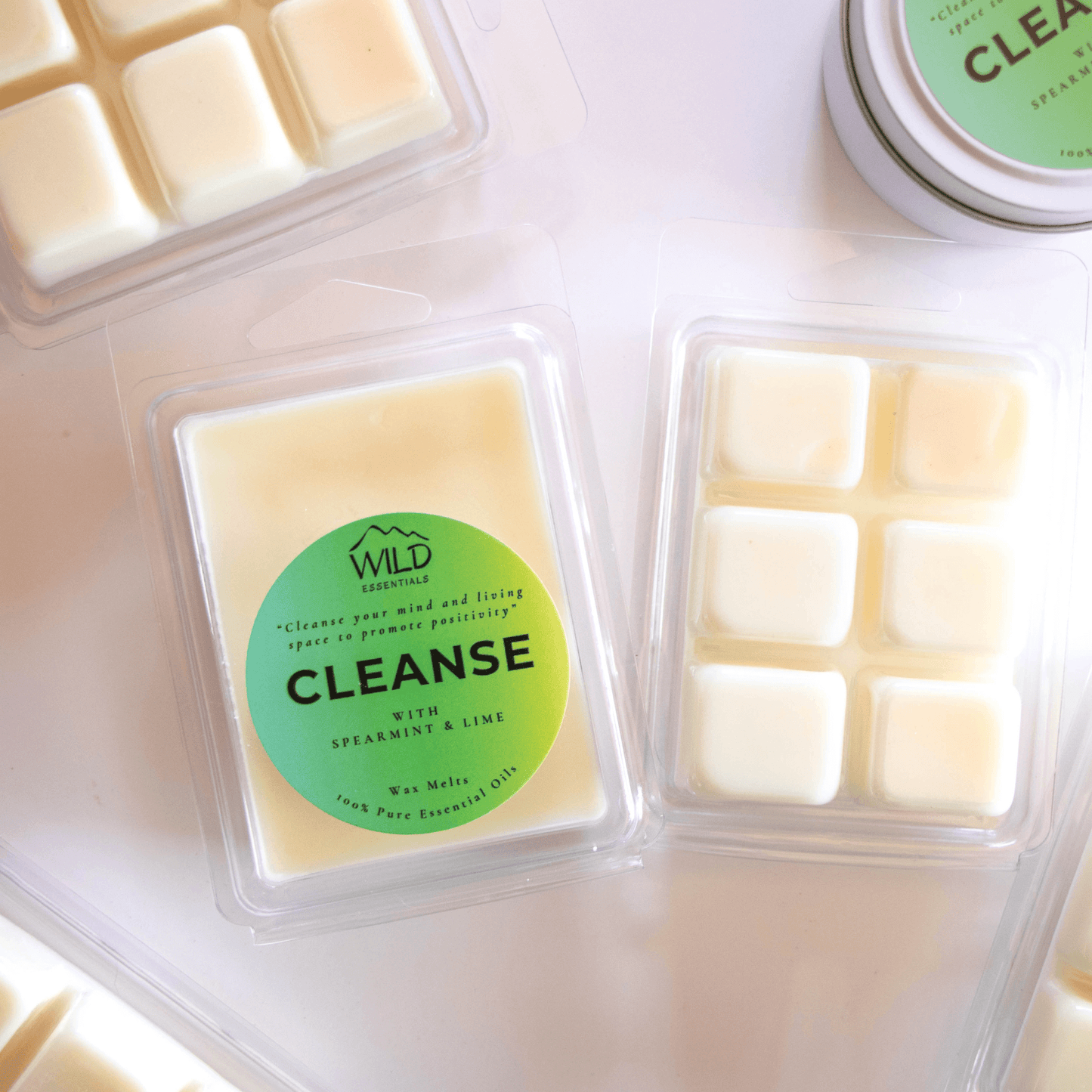 Photo of the CLEANSE wax melts from Wild Essentials with essential oils of Spearmint & Lime