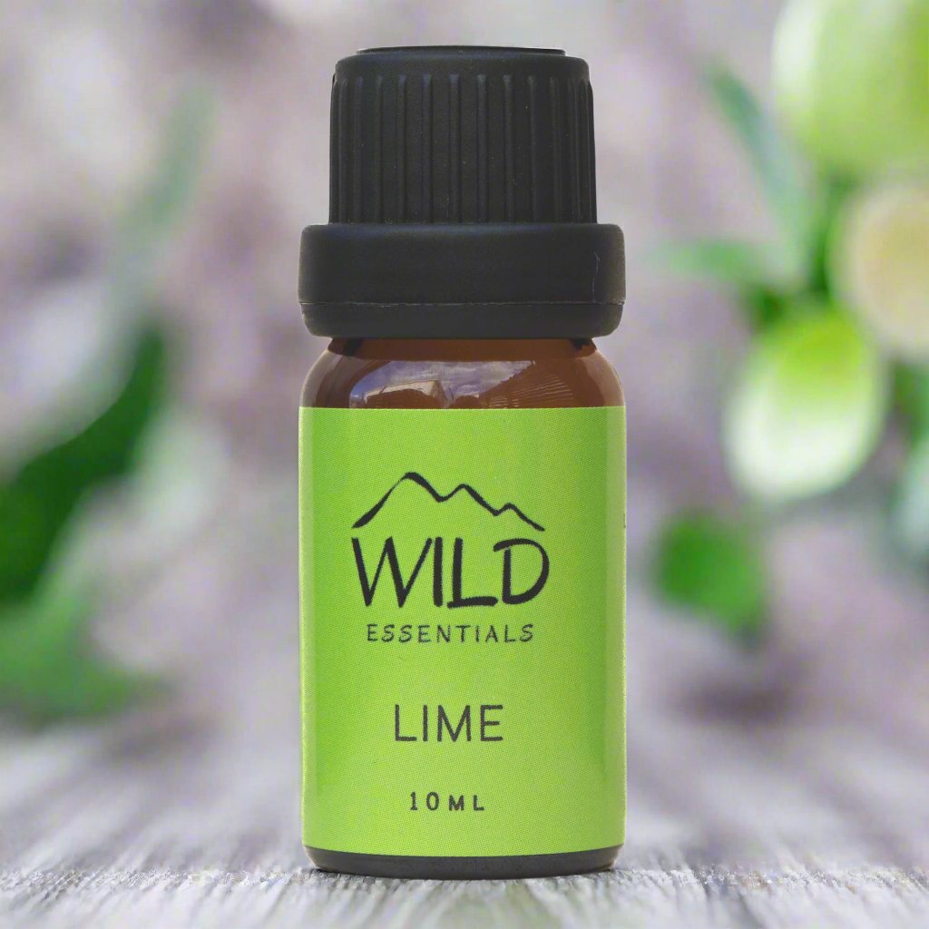 Photo of a 10ml bottle of Lime Essential Oil from Wild Essentials