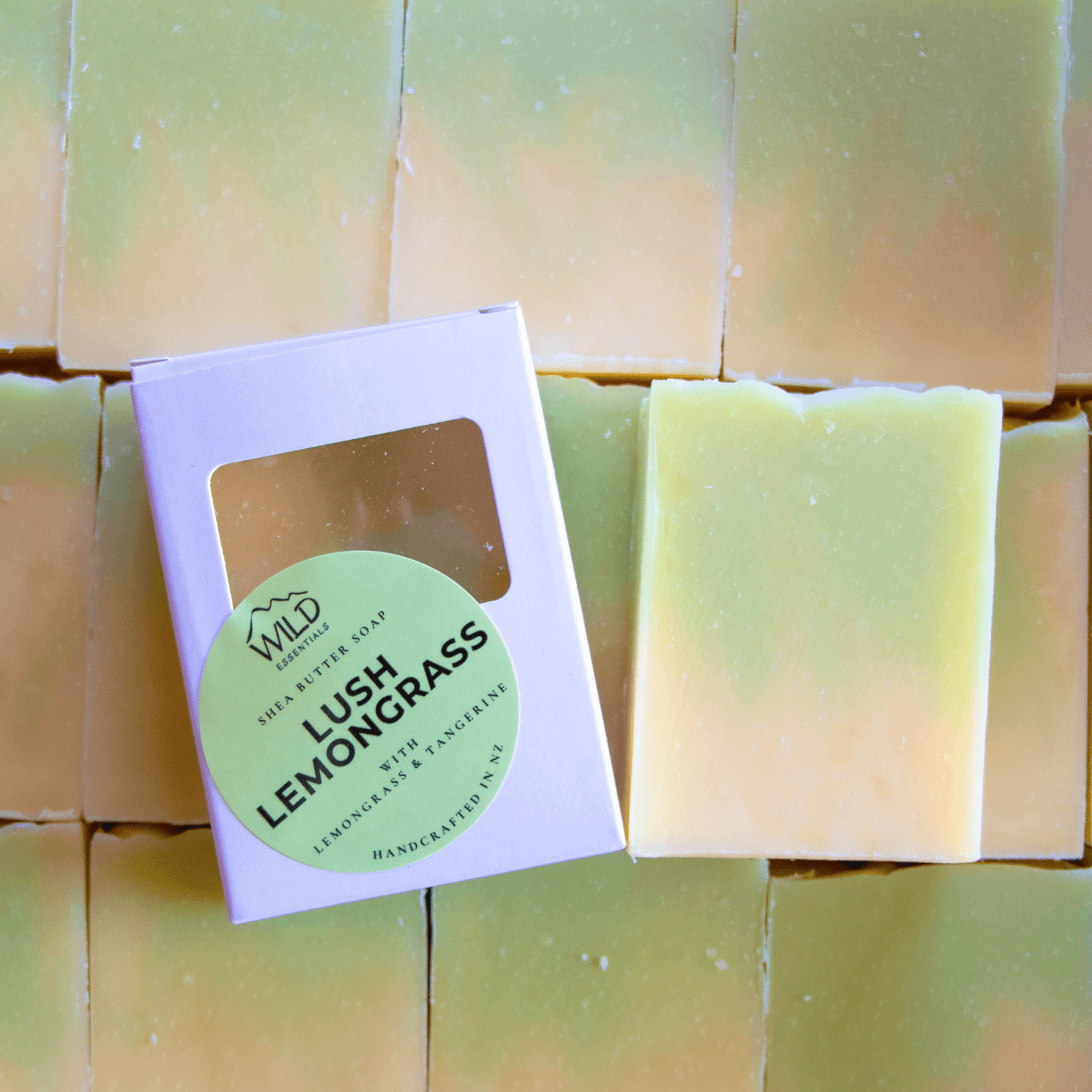 Photo of the Lush Lemongrass Bar Soap with Lemongrass & Tangerine Essential Oils, handcrafted by Wild Essentials.