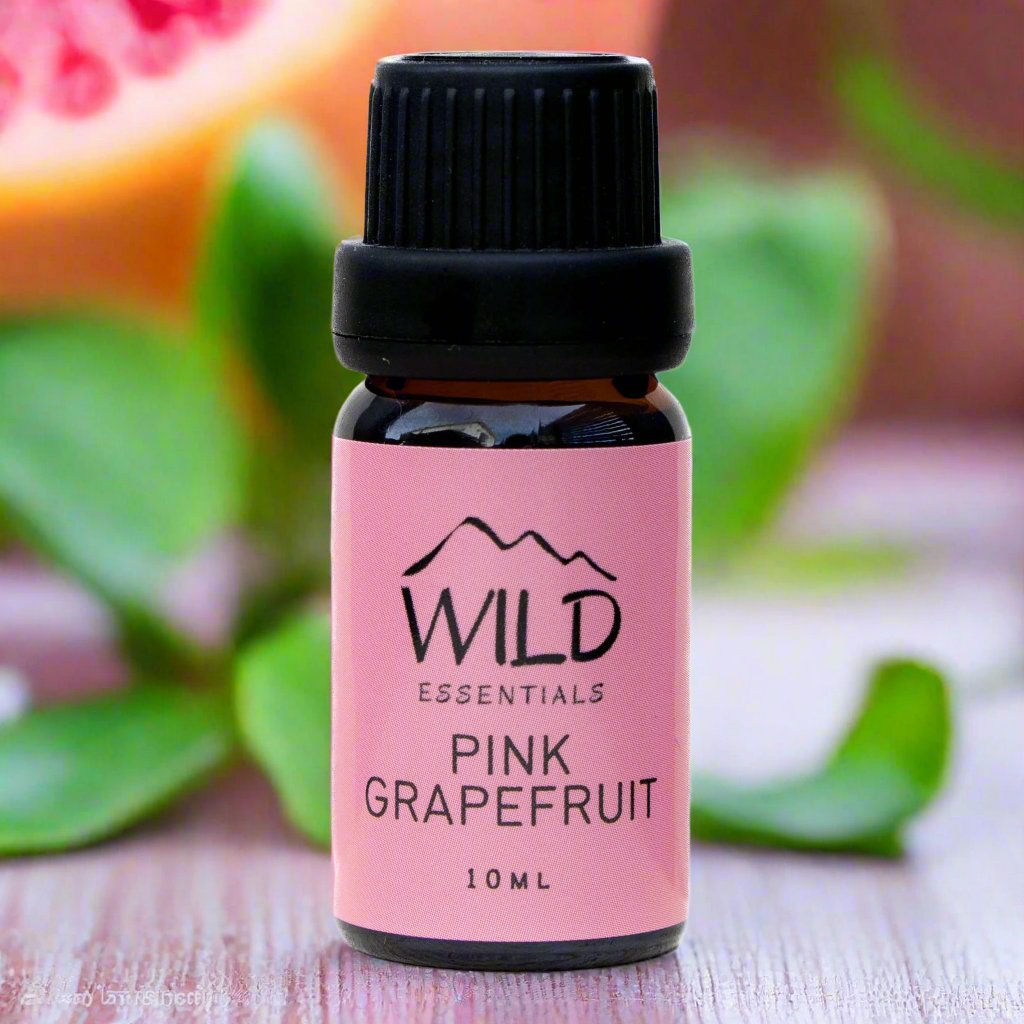 Photo of a 10ml bottle of Pink Grapefruit Essential Oil from Wild Essentials