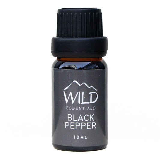 Photo of a 10ml bottle of Black Pepper Essential Oil from Wild Essentials
