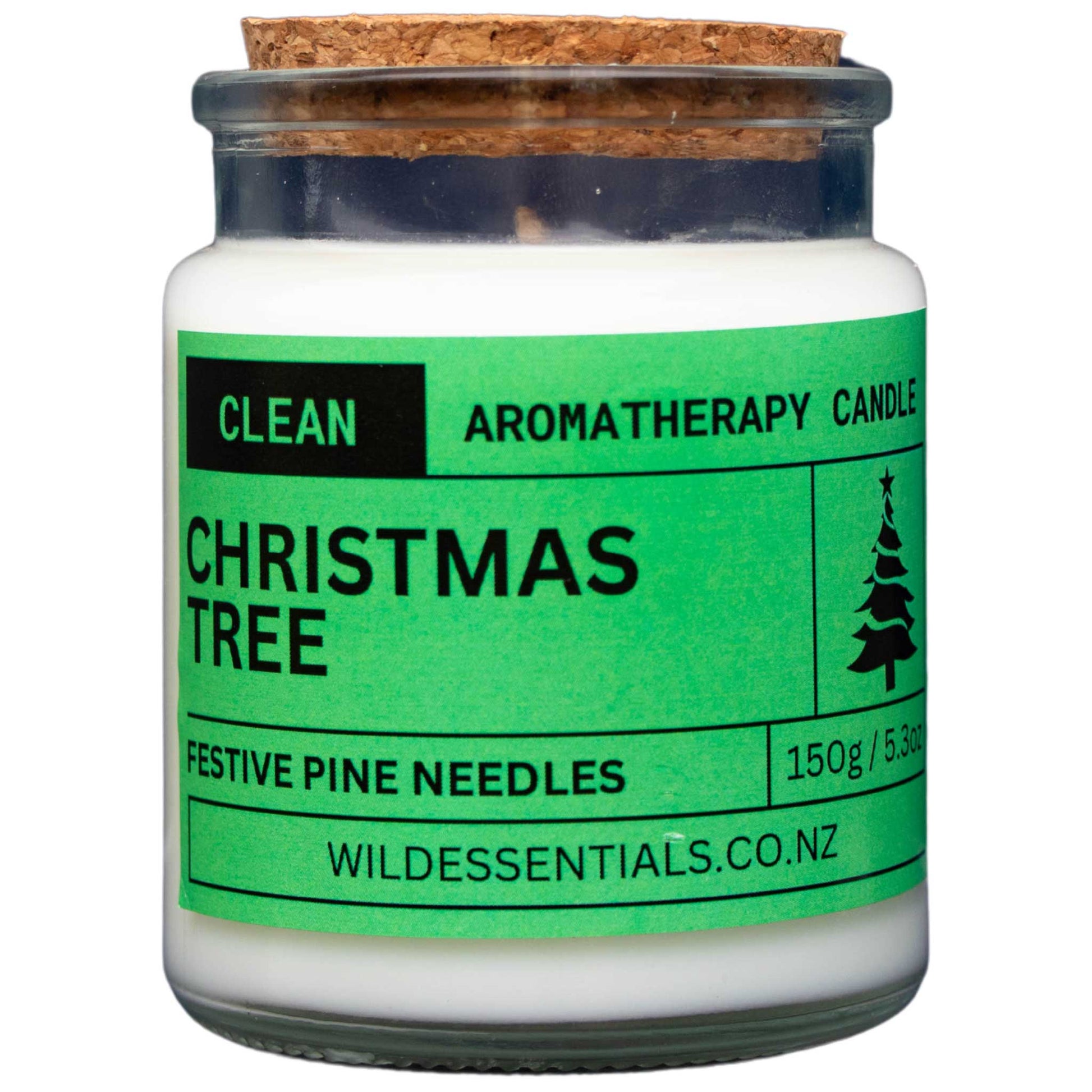 Photograph of the Christmas Tree Aromatherapy Candle by Wild Essentials with scents of Festive Pine Needles.