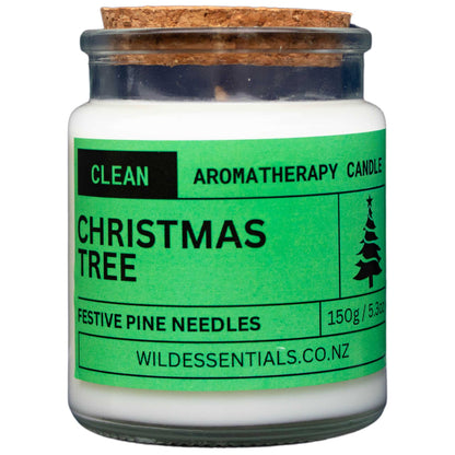 Photograph of the Christmas Tree Aromatherapy Candle by Wild Essentials with scents of Festive Pine Needles.