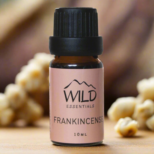 Photo of a 10ml bottle of Frankincense Essential Oil from Wild Essentials