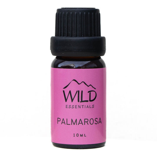 Photo of a 10ml bottle of Palmarosa Essential Oil from Wild Essentials