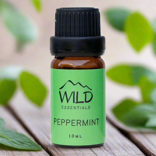 Photo of a 10ml bottle of Peppermint Essential Oil from Wild Essentials