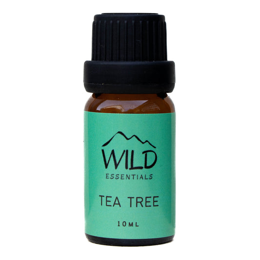 Photo of a 10ml bottle of Tea Tree Essential Oil from Wild Essentials